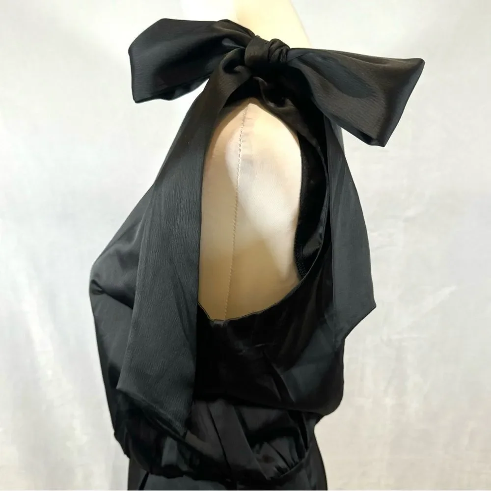 Nasty Gal black satin one shoulder jumpsuit size 4
